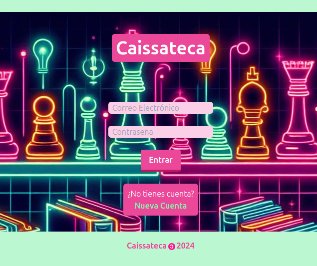 el login de la app de ajedrez caissateca